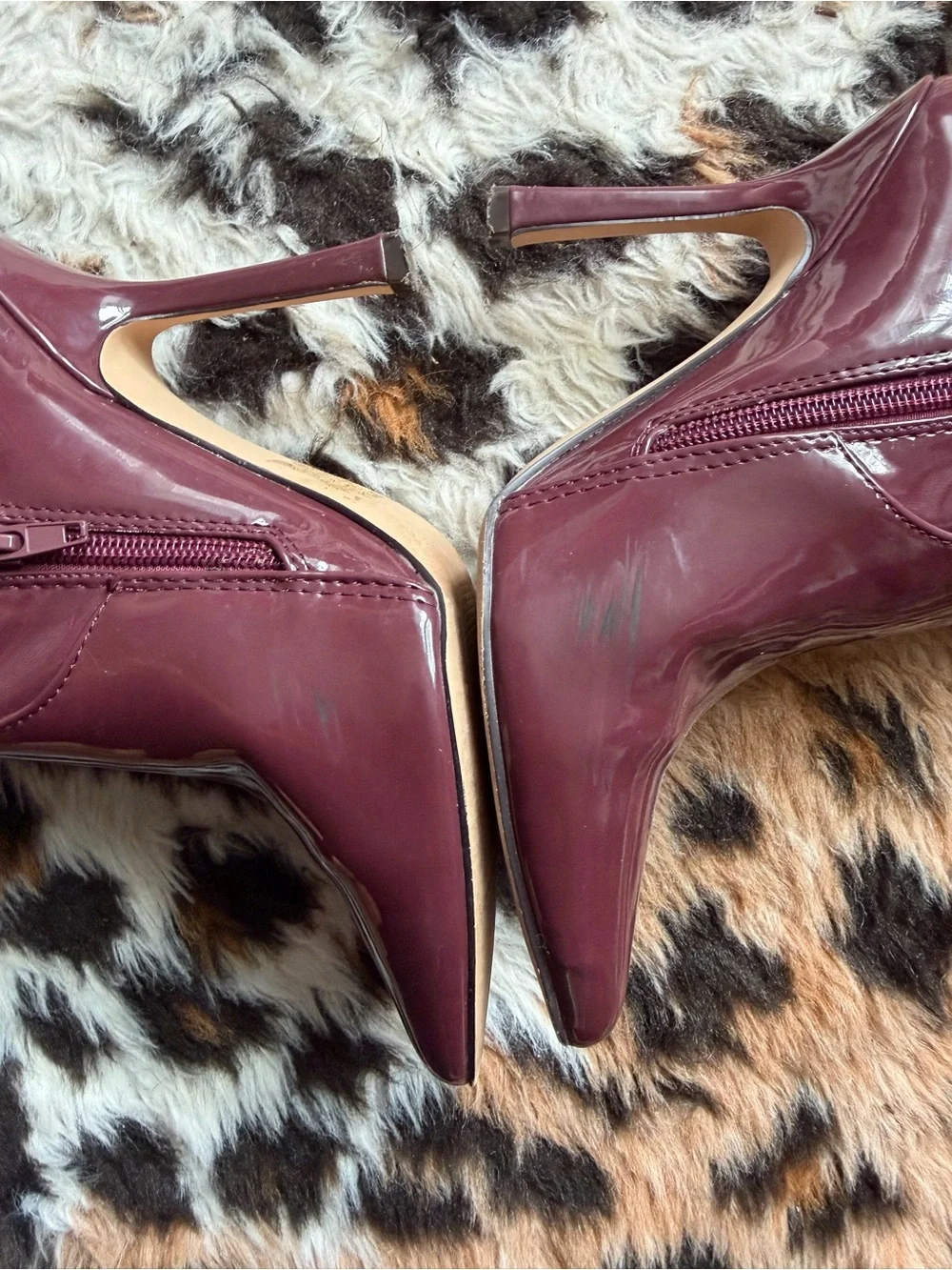 Patent leather thigh high boots